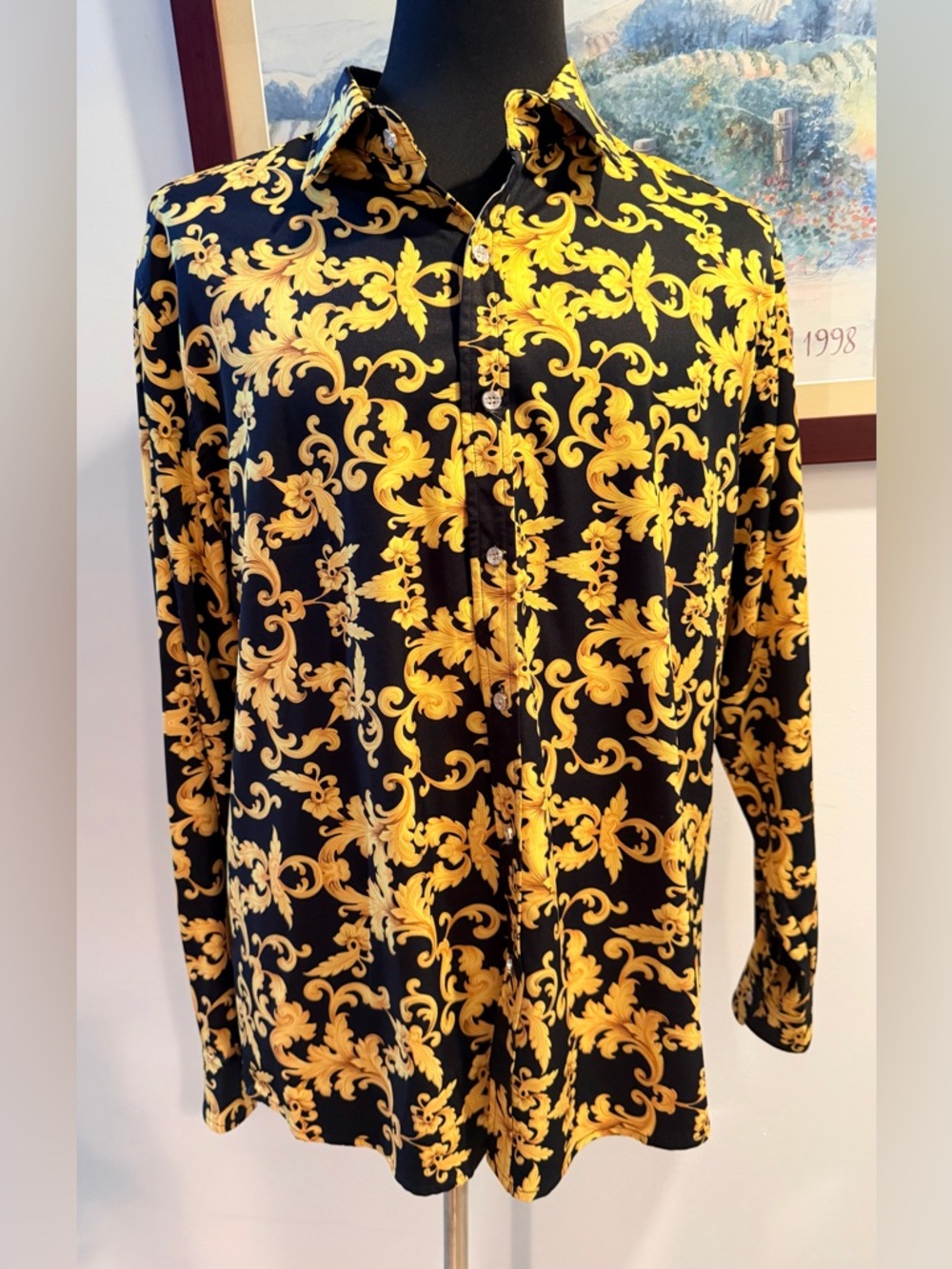 Daupanzees | men’s luxury print dress shirt. Size: XXL - Picture 3 of 16